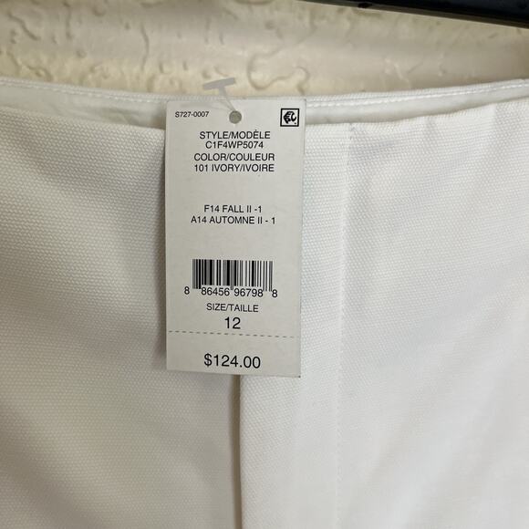 Lord & Taylor | Ivory Off White Ankle Zipper Tapered Dress Pants FLAWS Size 12 - Picture 10 of 10